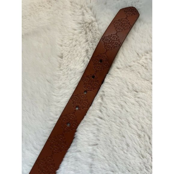 Unbranded Embossed Brown Belt Boho Brown Vegan Leather Large - Picture 5 of 5